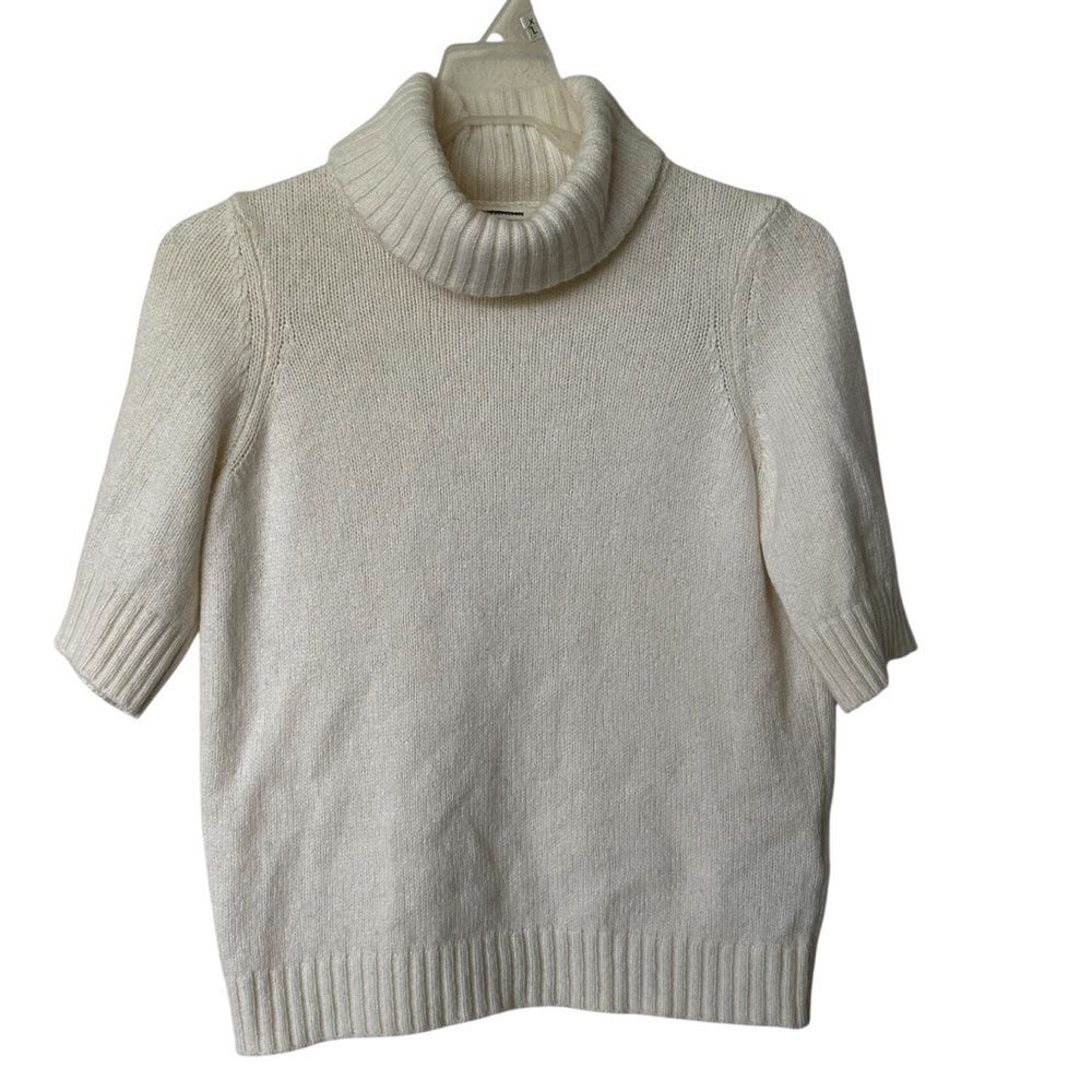 Anthropologie wool blend Cream turtleneck Sweater S Italy made